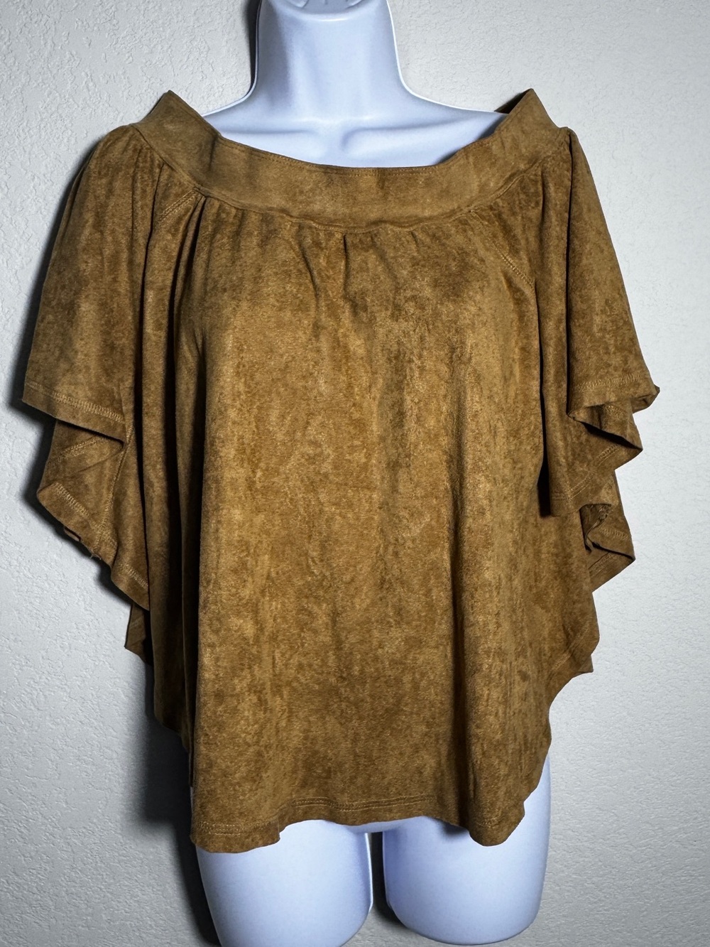 Olivaceous faux suede Blouse Size Small off shoulder western boho